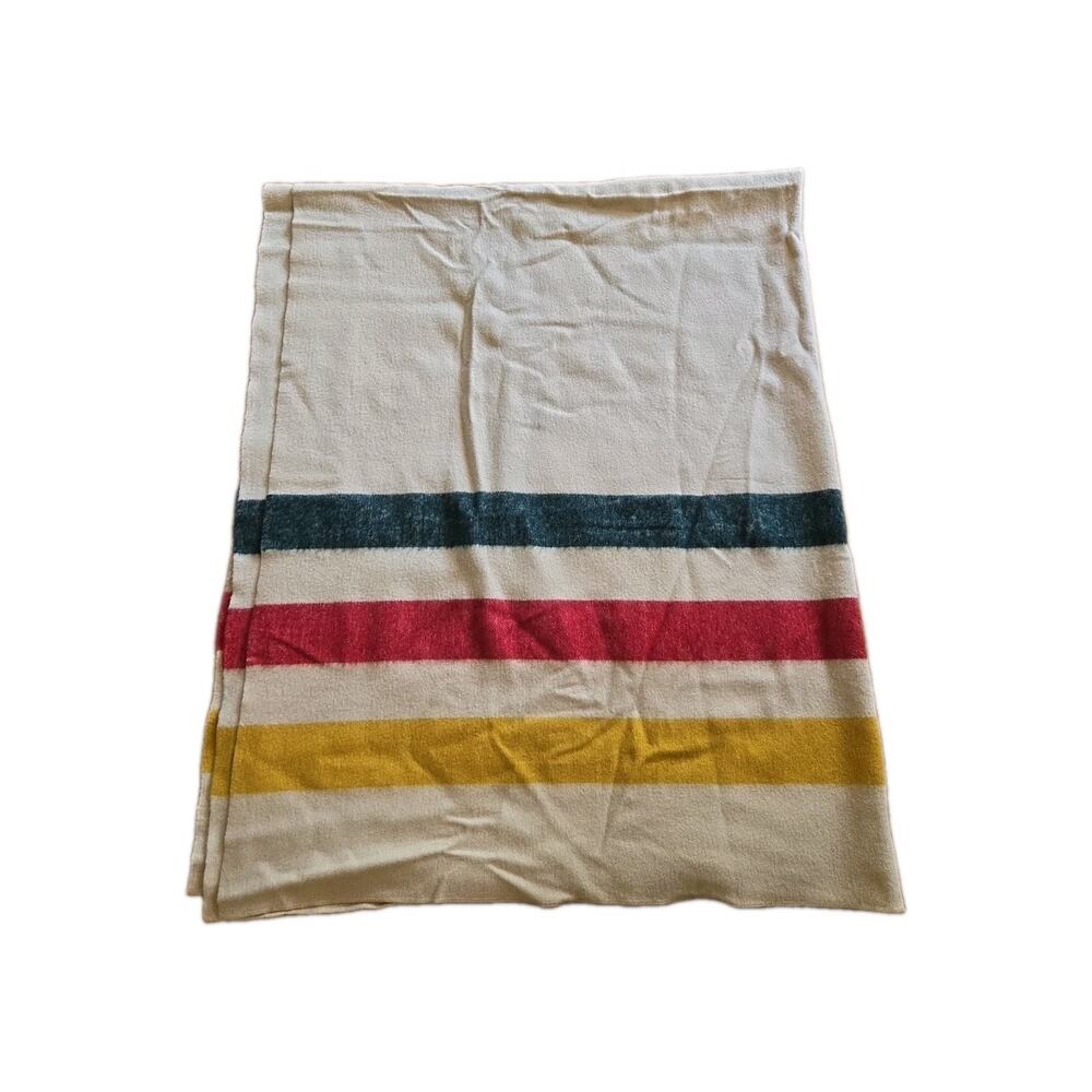 Vtg 1950’s Woolrich Pearce Stripe wool blanket Hudson Bay Style 72"x 86" Rare